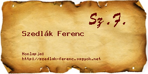 Szedlák Ferenc névjegykártya